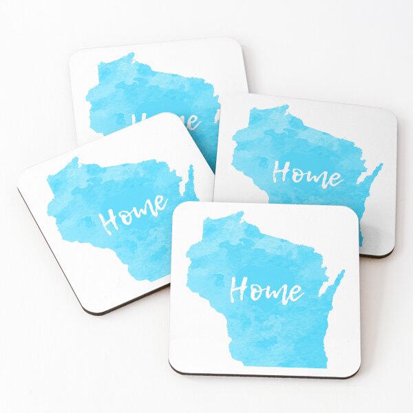 Item preview, Wisconsin State Home Outline Aqua Blue Watercolor Art designed and sold by rosaliemillen.