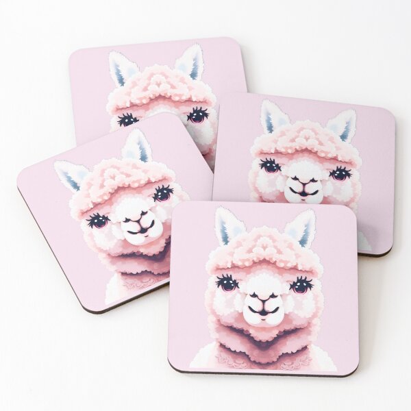 Item preview, Cute pink alpaca friendly animal character designed and sold by LindaCooke.