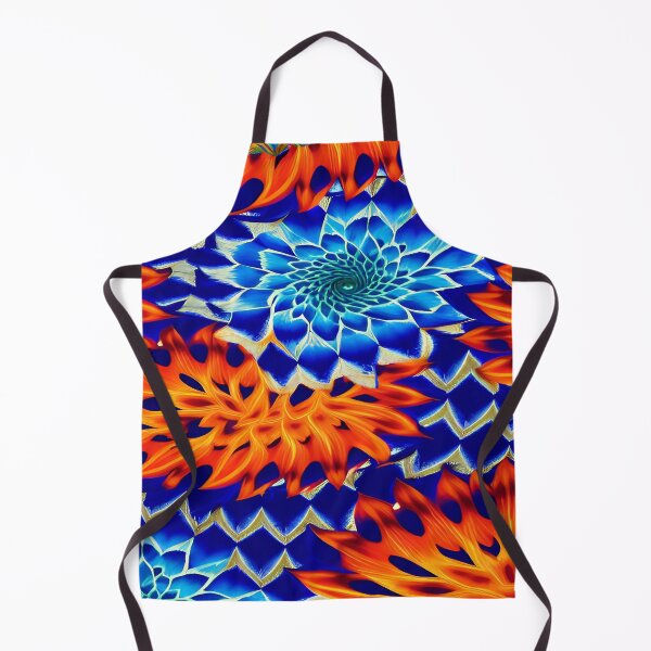 Item preview, Geometric Floral Design of Orange and Blue Flowers with Triangular Background Pattern designed and sold by deniselynnimage.