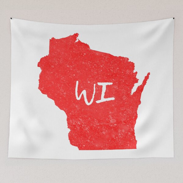 Item preview, Red Wisconsin WI State Watercolor Art designed and sold by rosaliemillen.