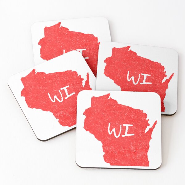 Item preview, Red Wisconsin WI State Watercolor Art designed and sold by rosaliemillen.