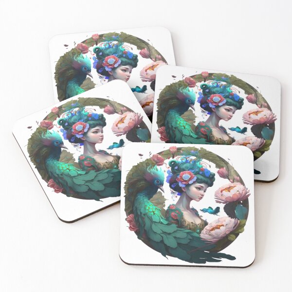 Item preview, colorful peacock girl anime design designed and sold by mangature Lady.