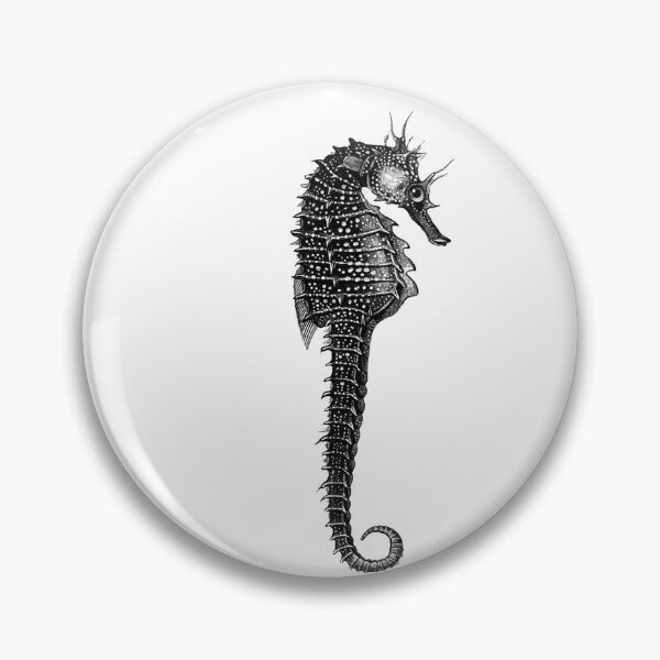 Artikelvorschau, Vintage Black and White Seahorse drawing Illustration Cutout entworfen und verkauft von EmeraldeaArt.