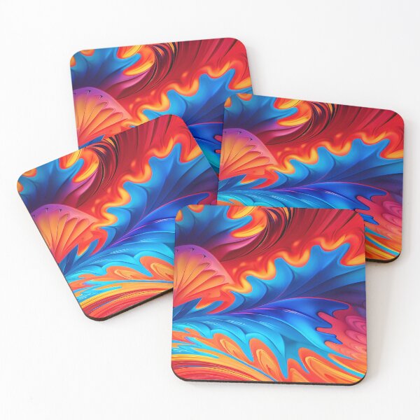 Item preview, Orange and Blue Abstract Waves of Flowers designed and sold by deniselynnimage.