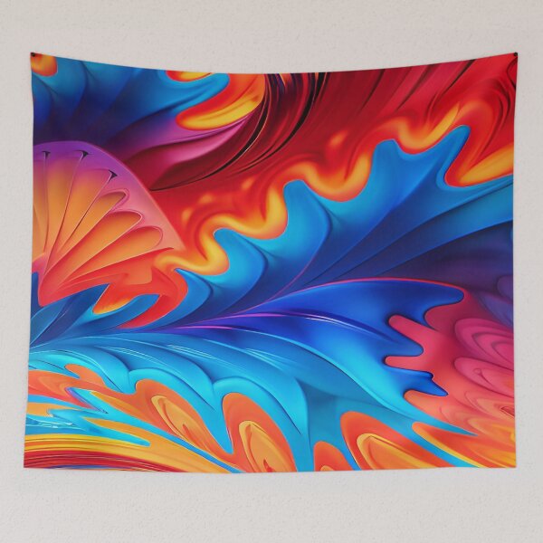 Item preview, Orange and Blue Abstract Waves of Flowers designed and sold by deniselynnimage.