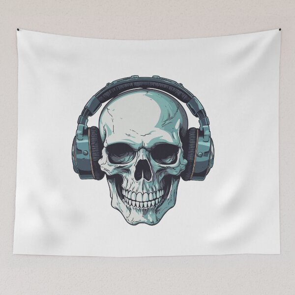 Item preview, skull with headphones designed and sold by Wolka.