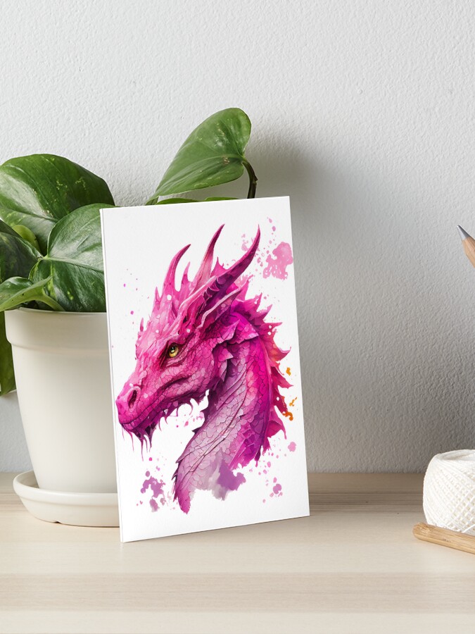 Majestic Pink Dragon Watercolor