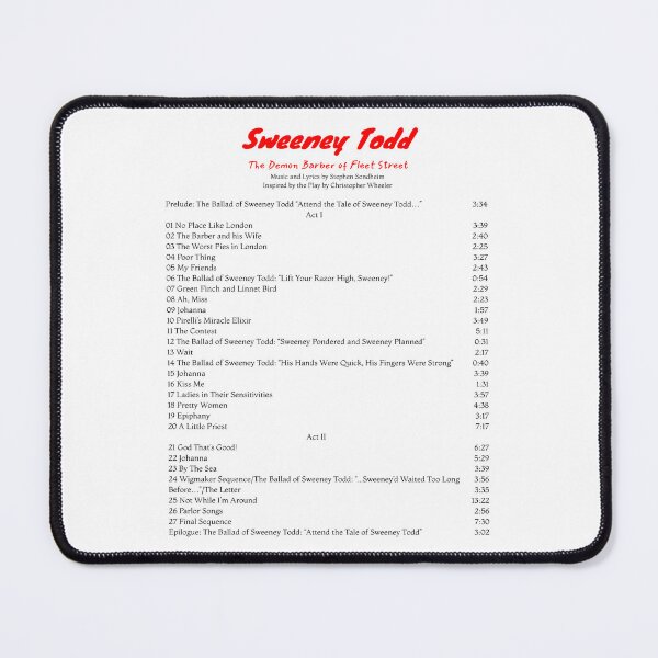 Item preview, Sweeney Todd: The Demon Barber of Fleet Street Tracklist designed and sold by BlackwellNY.