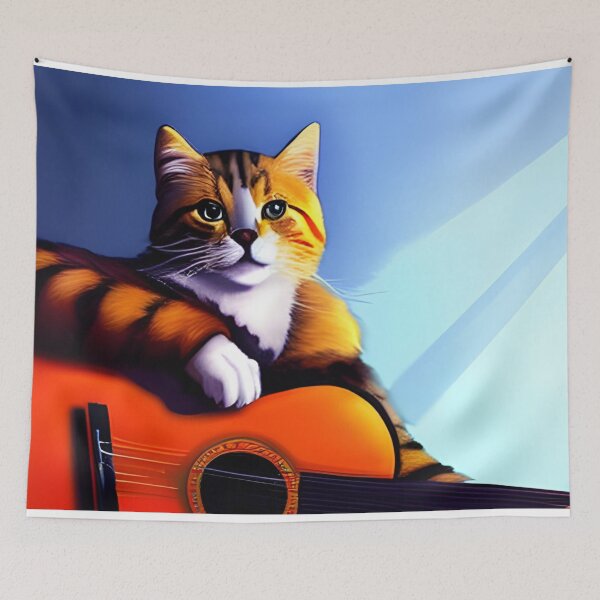 Item preview, Cat playing guitar designed and sold by Turkdesigner.