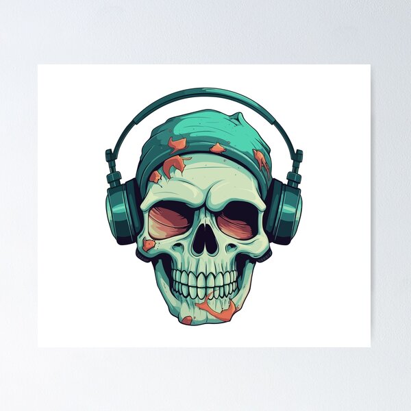 Item preview, skull with headphones designed and sold by Wolka.