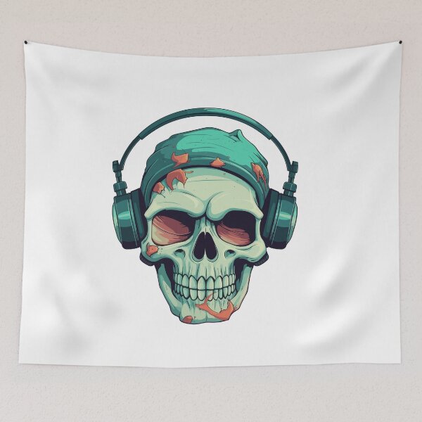Item preview, skull with headphones designed and sold by Wolka.