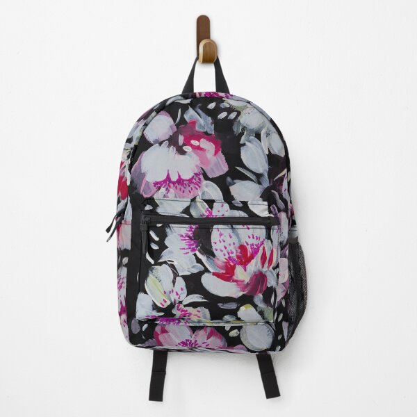 Item preview, Florals at night. Cream white and pink flowers on black designed and sold by IngaDesign.