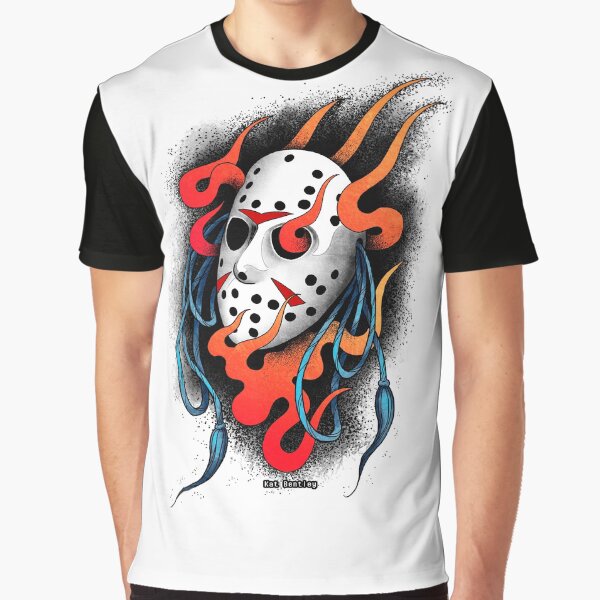 Hockey Mask and Flames Graphic T-Shirt