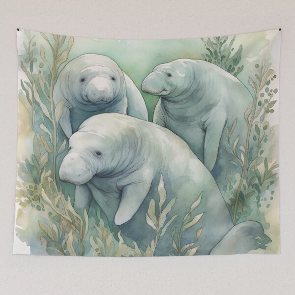 Item preview, Watercolor Wash Manatees  designed and sold by Matt's Artificial Nature.