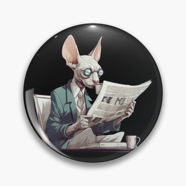 Artikelvorschau, Caffeinate and advocate - Sphinx Cat Reading Newspaper in Glasses - Funny Cat Art entworfen und verkauft von CRAZY&ART.