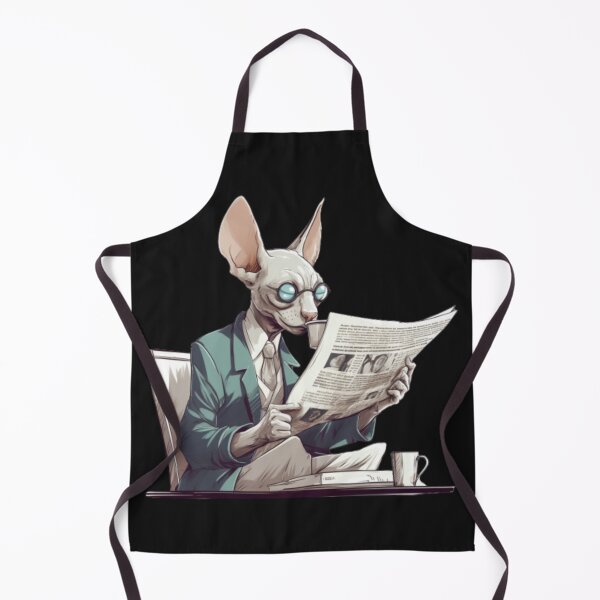 Item preview, Caffeinate and advocate - Sphinx Cat Reading Newspaper in Glasses - Funny Cat Art designed and sold by CRAZY&ART.