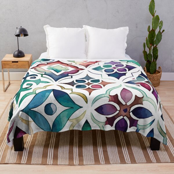 Item preview, A Blue and Purple Geometric Floral Design - Boho Chic Patterns designed and sold by GVRDesign.
