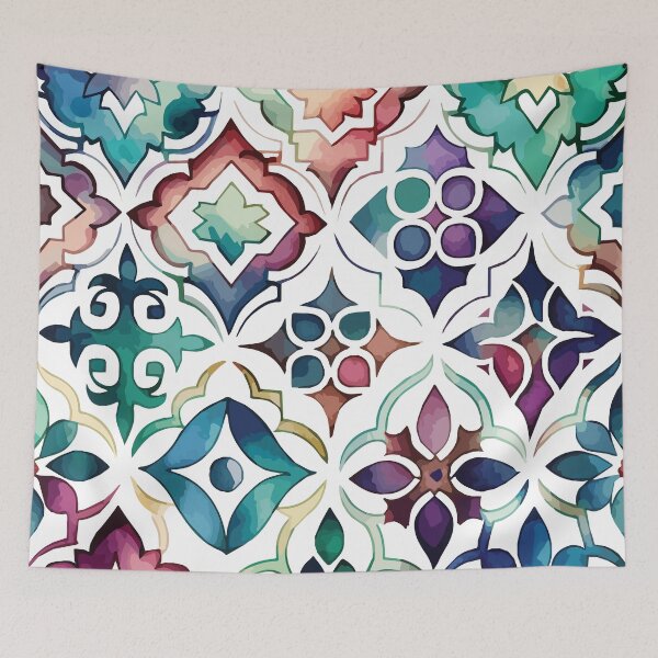 Item preview, A Blue and Purple Geometric Floral Design - Boho Chic Patterns designed and sold by GVRDesign.