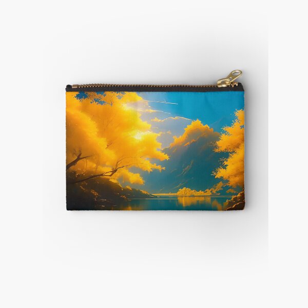 Item preview, Mountains and Valleys with River Water Flowing and Golden Leaves on Trees designed and sold by deniselynnimage.