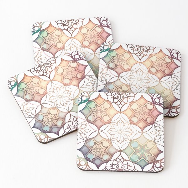Item preview, A Pastel Geometric Floral Watercolor Painting - Boho Chic Patterns designed and sold by GVRDesign.
