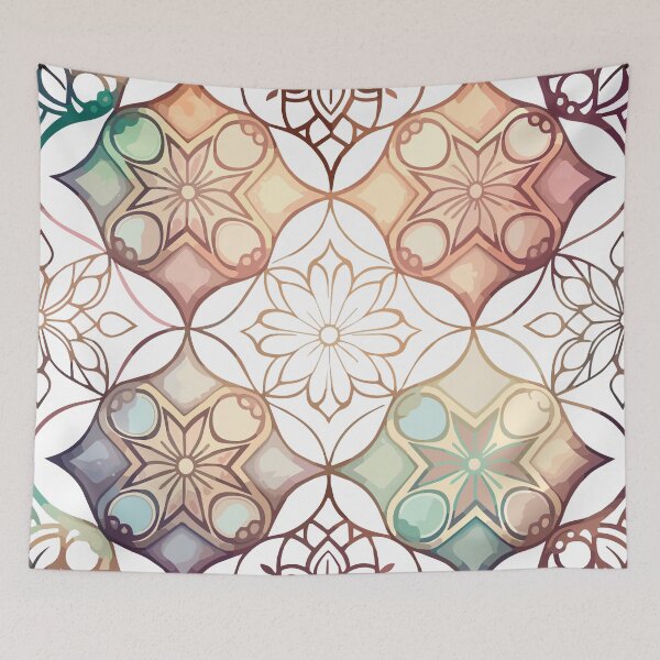 Item preview, A Pastel Geometric Floral Watercolor Painting - Boho Chic Patterns designed and sold by GVRDesign.