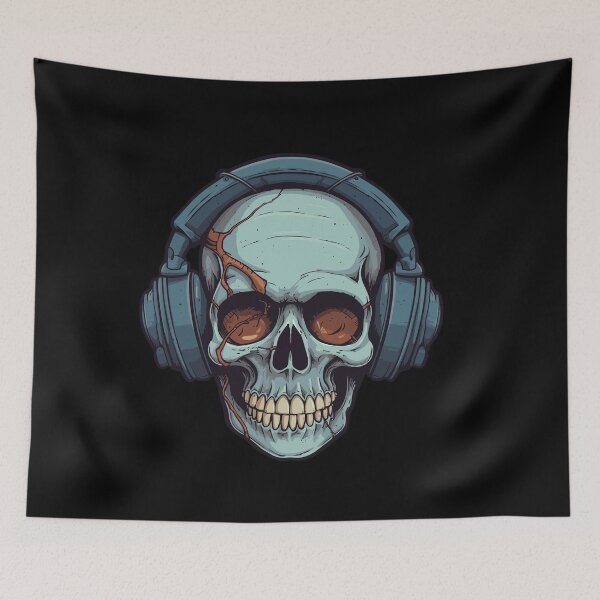 Item preview, skull with headphones designed and sold by Wolka.