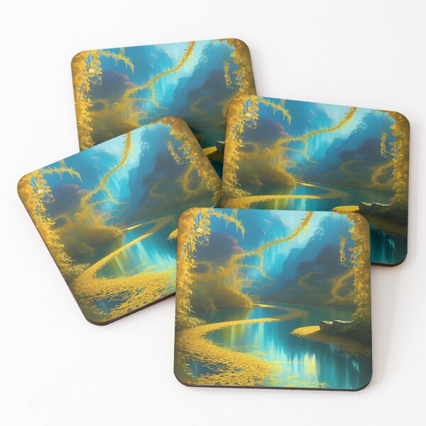 Item preview, Golden Leaves along a Meandering River in the Valley of a Mountain designed and sold by deniselynnimage.
