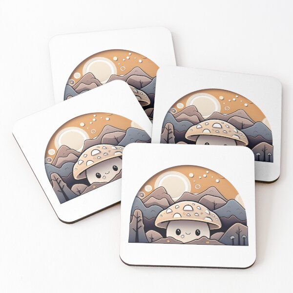 Item preview, Mushroom Mountain Forest Papercraft Sunset Scene designed and sold by TVBArchive.