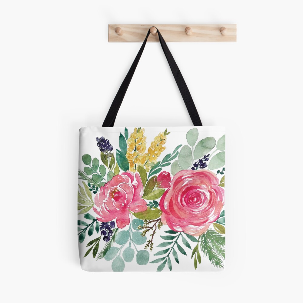 Pink Peony Floral Tote Bag