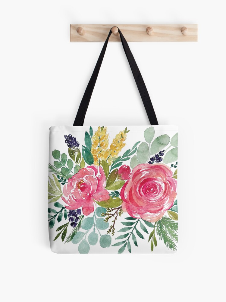 Pink Peony Floral Tote Bag