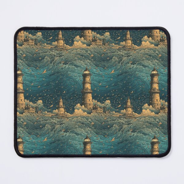Item preview, A tiling lighthouse pattern in the style of sam spratt designed and sold by paulstamp.
