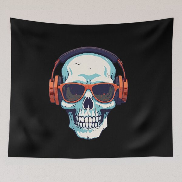 Item preview, skull with headphones designed and sold by Wolka.