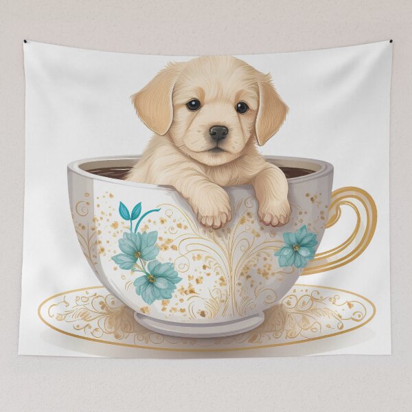 Item preview, Golden Retriever Puppy in Tea Cup designed and sold by ImaginePrintsHQ.