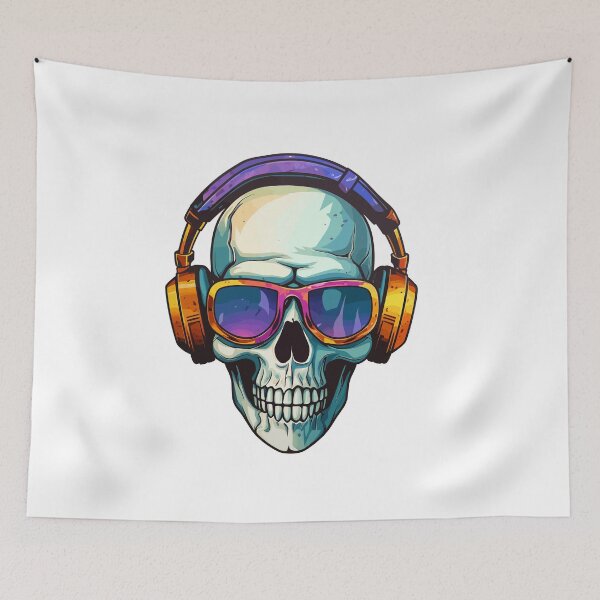 Item preview, skull with headphones designed and sold by Wolka.