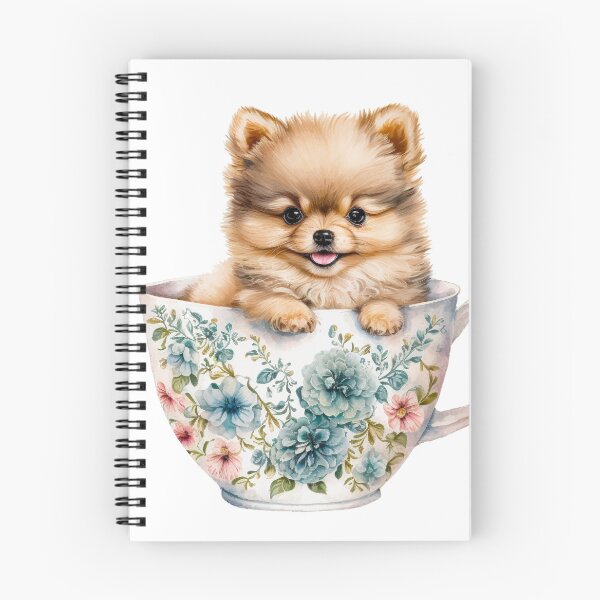 Item preview, Pomeranian Puppy in Floral Tea Cup designed and sold by ImaginePrintsHQ.