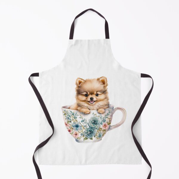 Item preview, Pomeranian Puppy in Floral Tea Cup designed and sold by ImaginePrintsHQ.