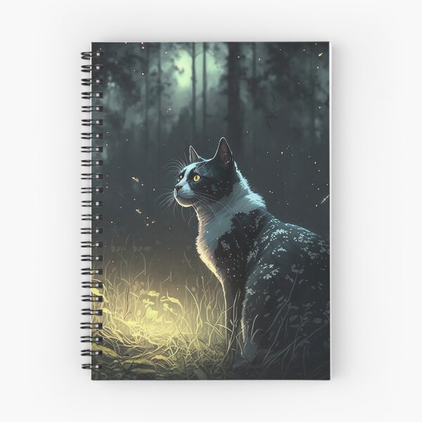 Artikelvorschau, schwarz-weiß gescheckte Katze, die in der Abenddämmerung im Wald chillt 3 entworfen und verkauft von IntrepidPanda.