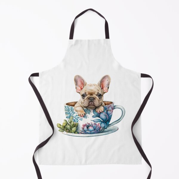 Item preview, French Bulldog Puppy in Floral Tea Cup designed and sold by ImaginePrintsHQ.