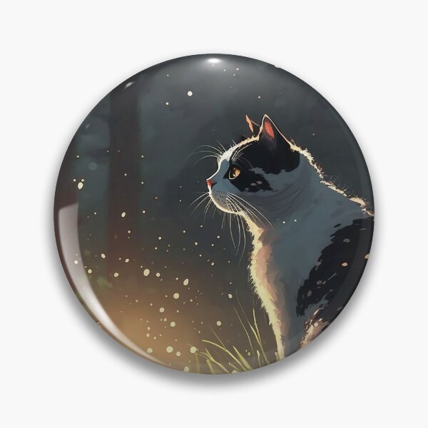 Item preview, gato pío blanco y negro relajándose en el bosque al atardecer 4 designed and sold by IntrepidPanda.