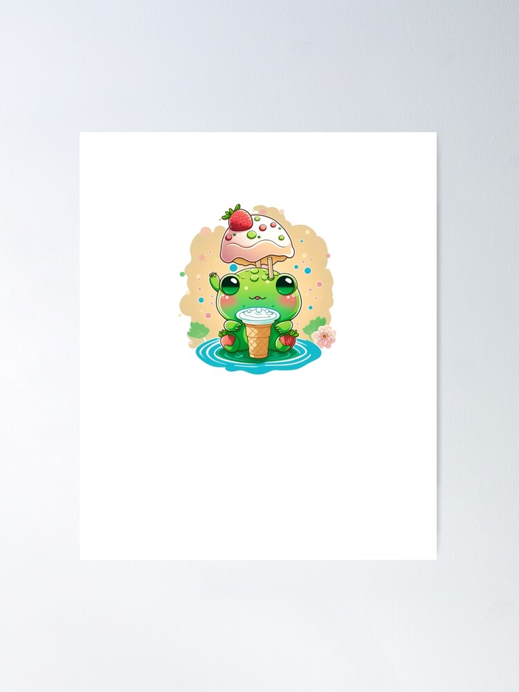 Kawaii Cute Adorable Sweet ice cream Frog Toad Love Art T-shirt Sticker  Gift Gifts T-Shirt sticker Poster for Sale by Kacproshop