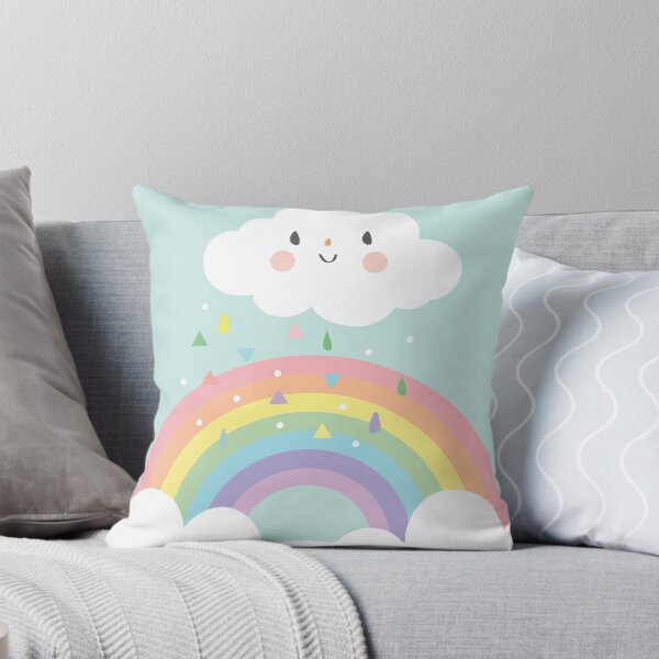 Item preview, Rainbow Happy Little Cloud Pastel Rain and Sunshine Baby Nursery Art Print Canvas Design designed and sold by TocaLuna.