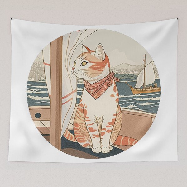 Item preview, Japanese cat & adventurer on the sea designed and sold by Oonyme.