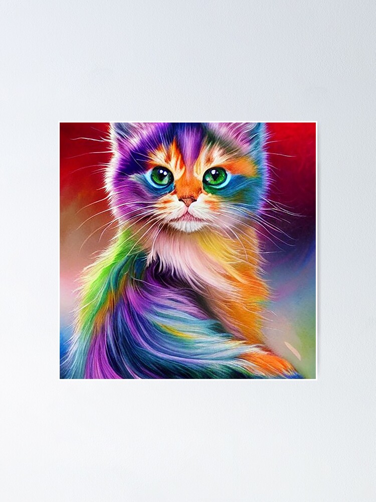 Piccolo - Rainbow Cat Art Poster for Sale by ColorBombCats