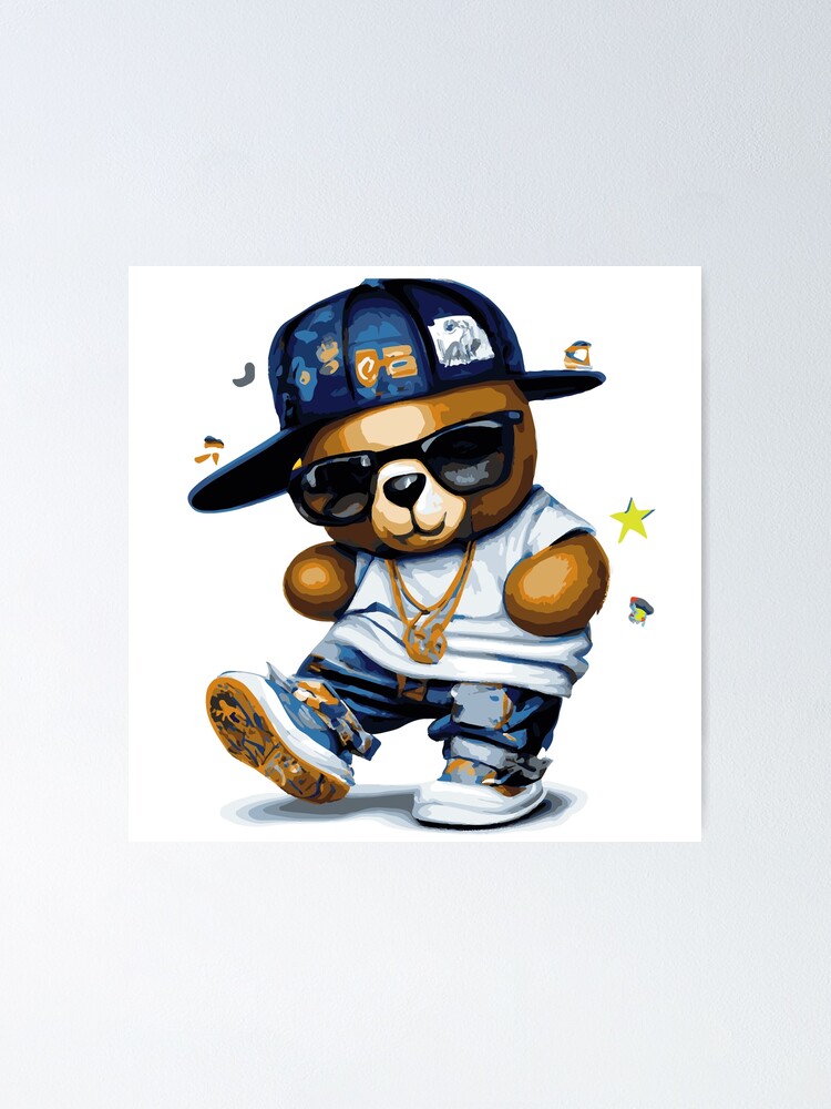 Large Hip Hop Teddybear with a Chain · Creative Fabrica