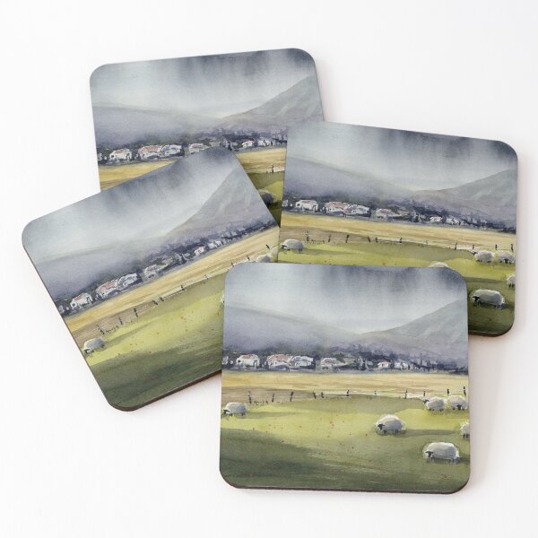 Item preview, Sheep Countryside Landscape Painting designed and sold by Olga Shvartsur.