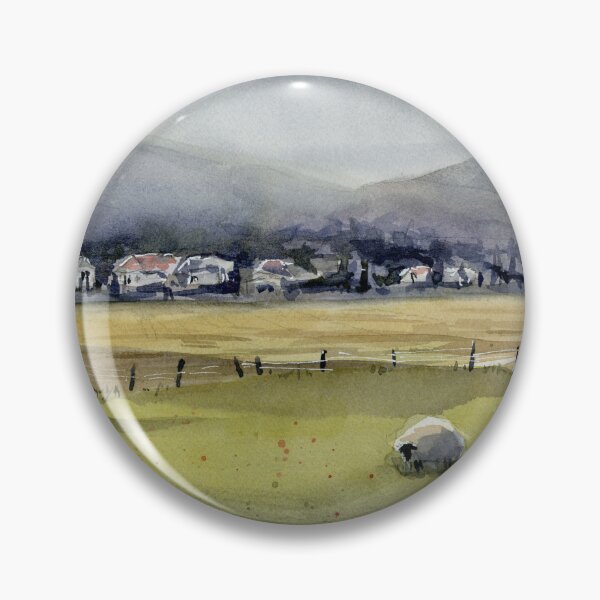 Item preview, Sheep Countryside Landscape Painting designed and sold by Olga Shvartsur.