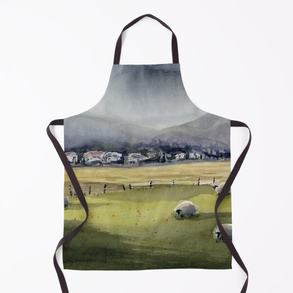 Item preview, Sheep Countryside Landscape Painting designed and sold by Olga Shvartsur.