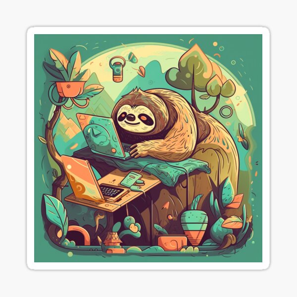Work from Home Lazy Sloth Sticker
