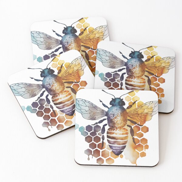 Item preview, Una abeja de acuarela sobre un patrón de panal - Boho Animals designed and sold by GVRDesign.