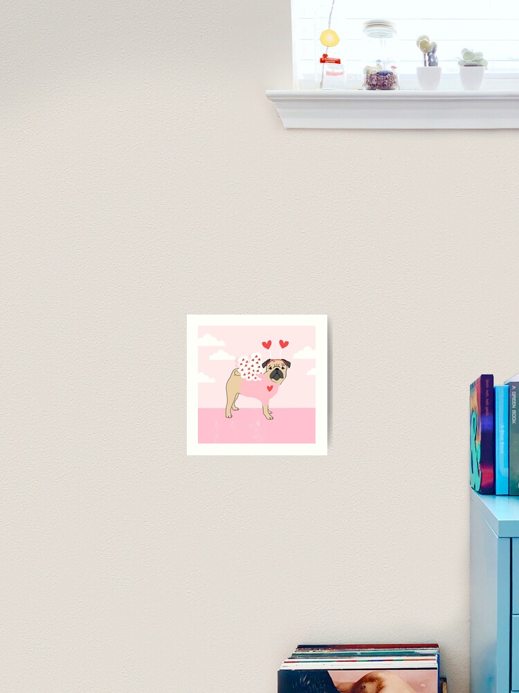 Thumbnail 1 of 3, Art Print, Pug love valentines day dog gift love pug bug pugs pure breed lovers designed and sold by PetFriendly.